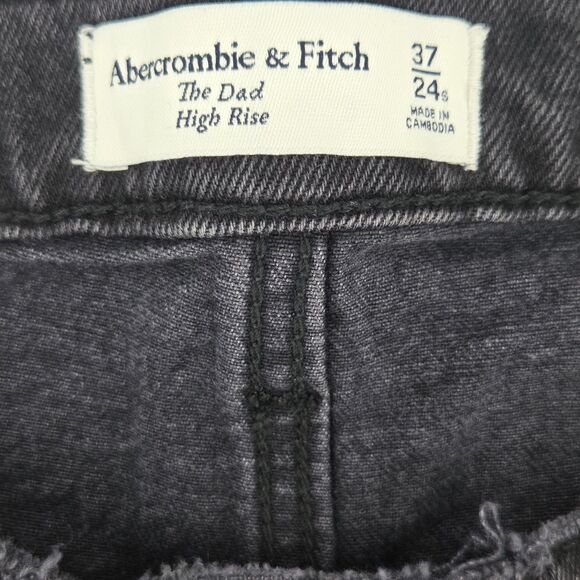 Abercrombie & Fitch Dad High Rise Jeans Womens Size 37S Distressed Grunge Biker - Picture 3 of 9
